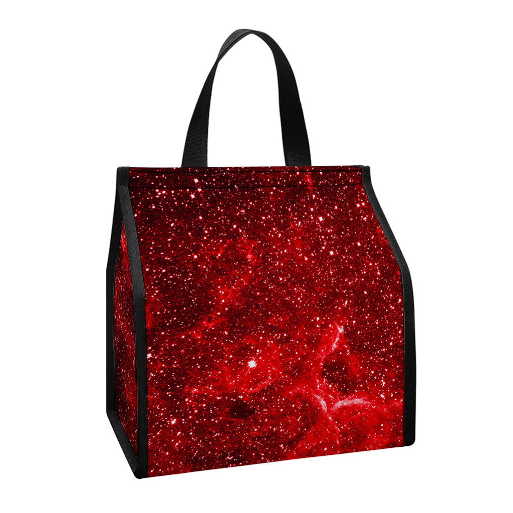 Red Stardust Universe Galaxy Space Print Insulated Lunch Tote