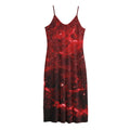 Red Stardust Universe Galaxy Space Print Jersey Midi Cami Dress