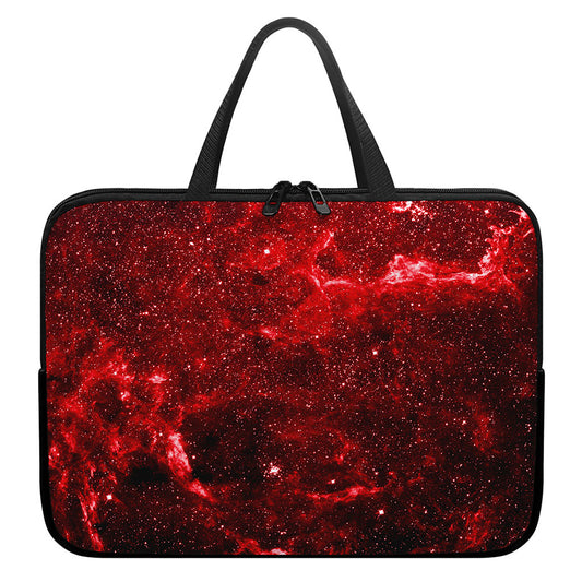 Red Stardust Universe Galaxy Space Print Laptop Sleeve With Handle
