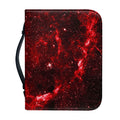 Red Stardust Universe Galaxy Space Print Leather Bible Cover