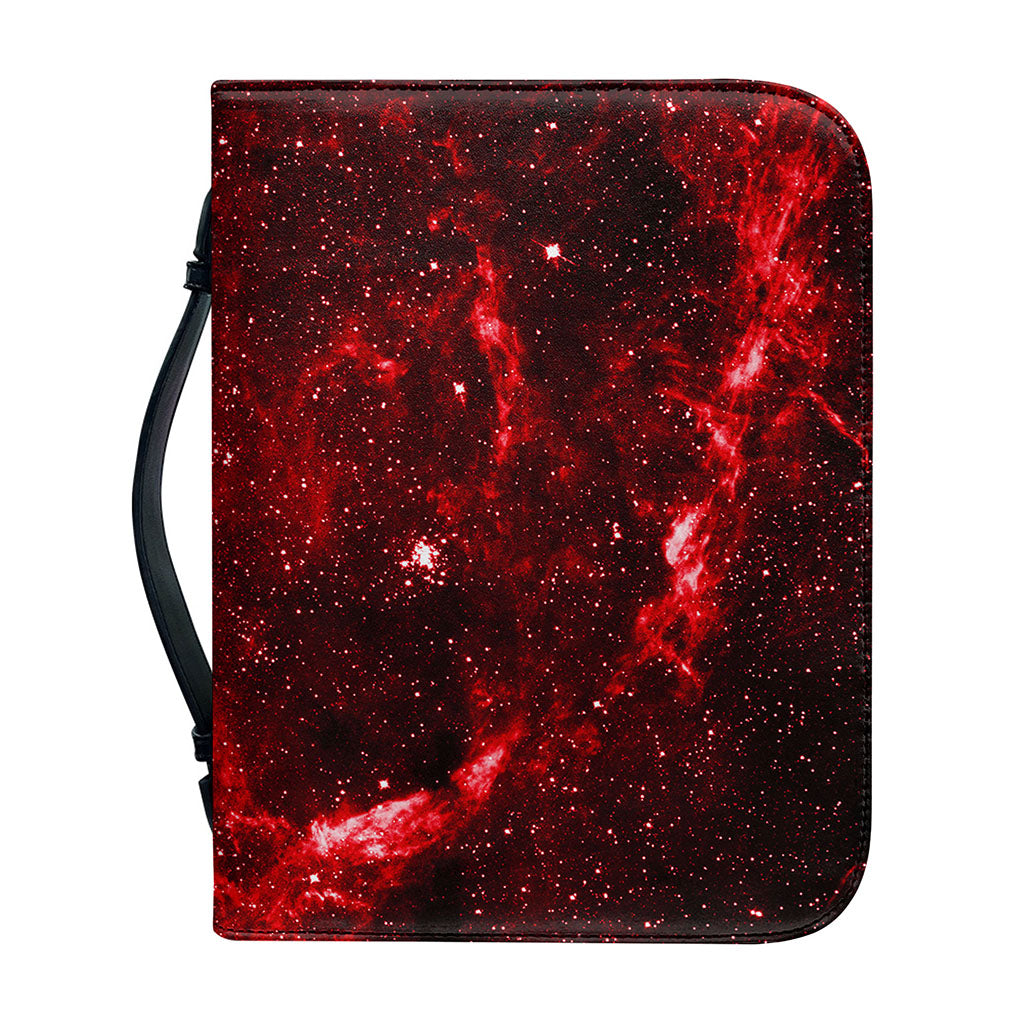 Red Stardust Universe Galaxy Space Print Leather Bible Cover