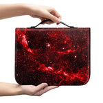 Red Stardust Universe Galaxy Space Print Leather Bible Cover