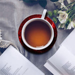 Red Stardust Universe Galaxy Space Print Leather Coaster Set