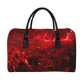 Red Stardust Universe Galaxy Space Print Leather Duffel Bag