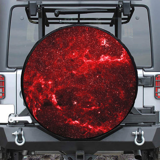 Red Stardust Universe Galaxy Space Print Leather Spare Tire Cover