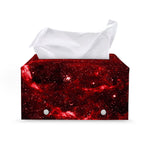 Red Stardust Universe Galaxy Space Print Leather Tissue Box Cover