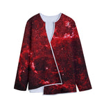 Red Stardust Universe Galaxy Space Print Long Sleeve Short Coat