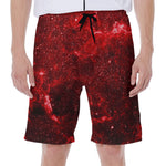 Red Stardust Universe Galaxy Space Print Men's Beach Shorts