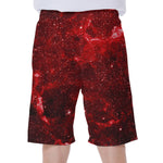 Red Stardust Universe Galaxy Space Print Men's Beach Shorts