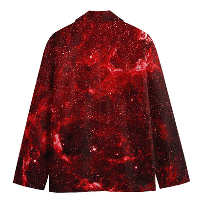 Red Stardust Universe Galaxy Space Print Men's Blazer
