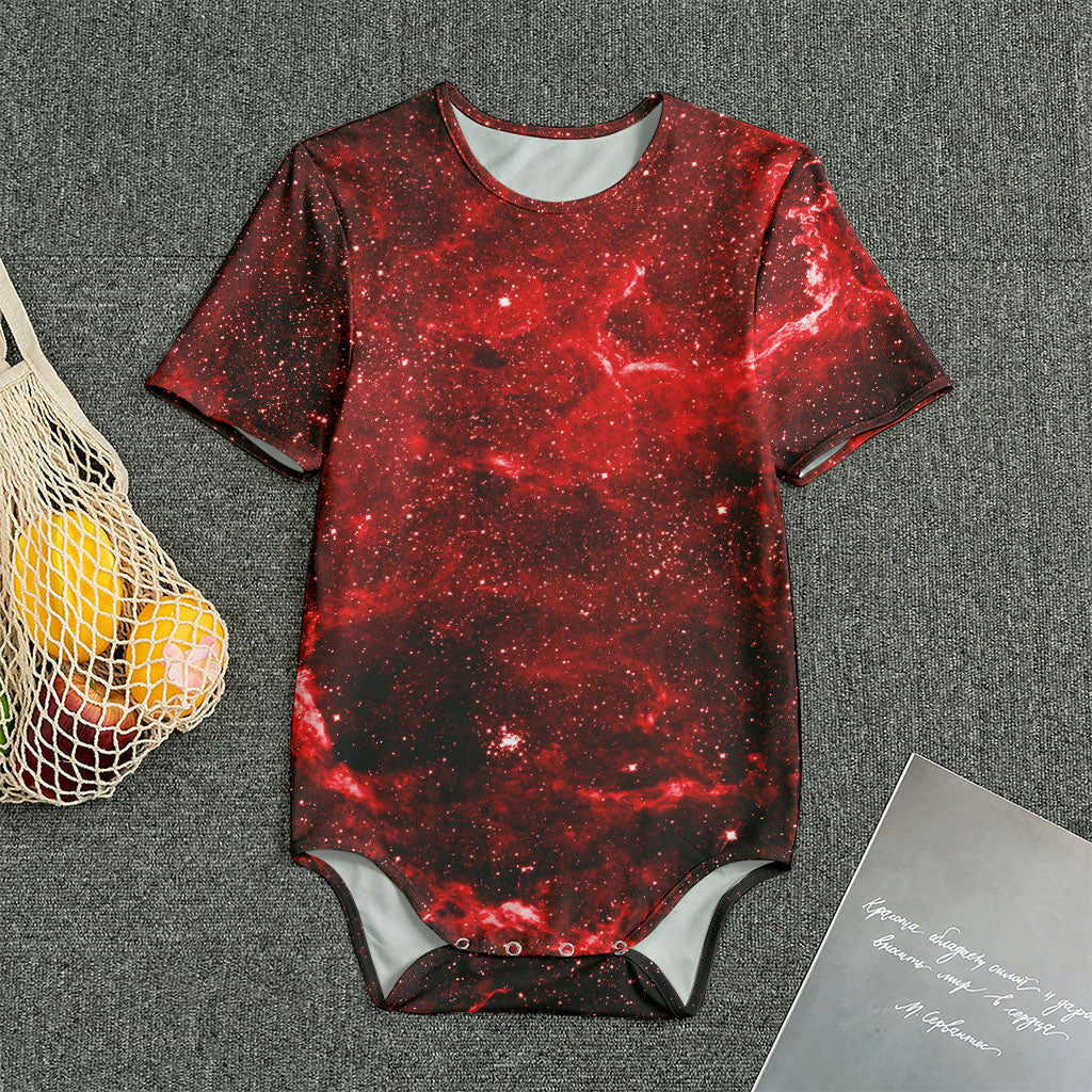 Red Stardust Universe Galaxy Space Print Men's Bodysuit