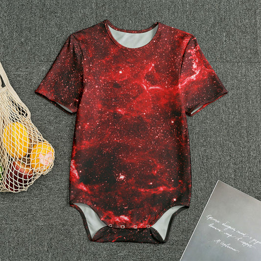 Red Stardust Universe Galaxy Space Print Men's Bodysuit