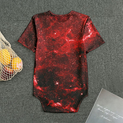 Red Stardust Universe Galaxy Space Print Men's Bodysuit