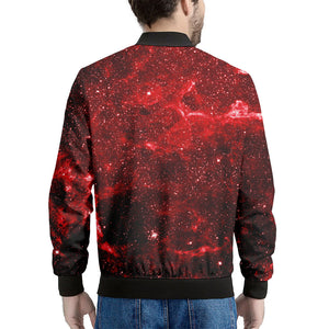 Red Stardust Universe Galaxy Space Print Men's Bomber Jacket