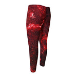 Red Stardust Universe Galaxy Space Print Men's Compression Pants