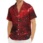 Red Stardust Universe Galaxy Space Print Men's Deep V-Neck Shirt