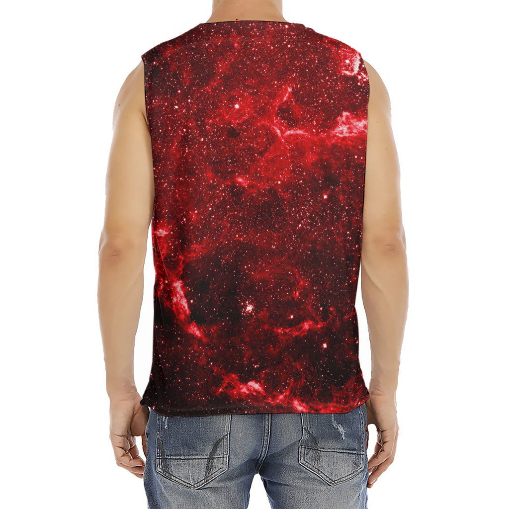 Red Stardust Universe Galaxy Space Print Men's Fitness Tank Top