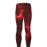 Red Stardust Universe Galaxy Space Print Men's leggings