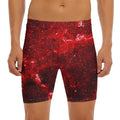 Red Stardust Universe Galaxy Space Print Men's Long Boxer Briefs