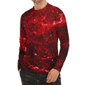 Red Stardust Universe Galaxy Space Print Men's Long Sleeve Rash Guard