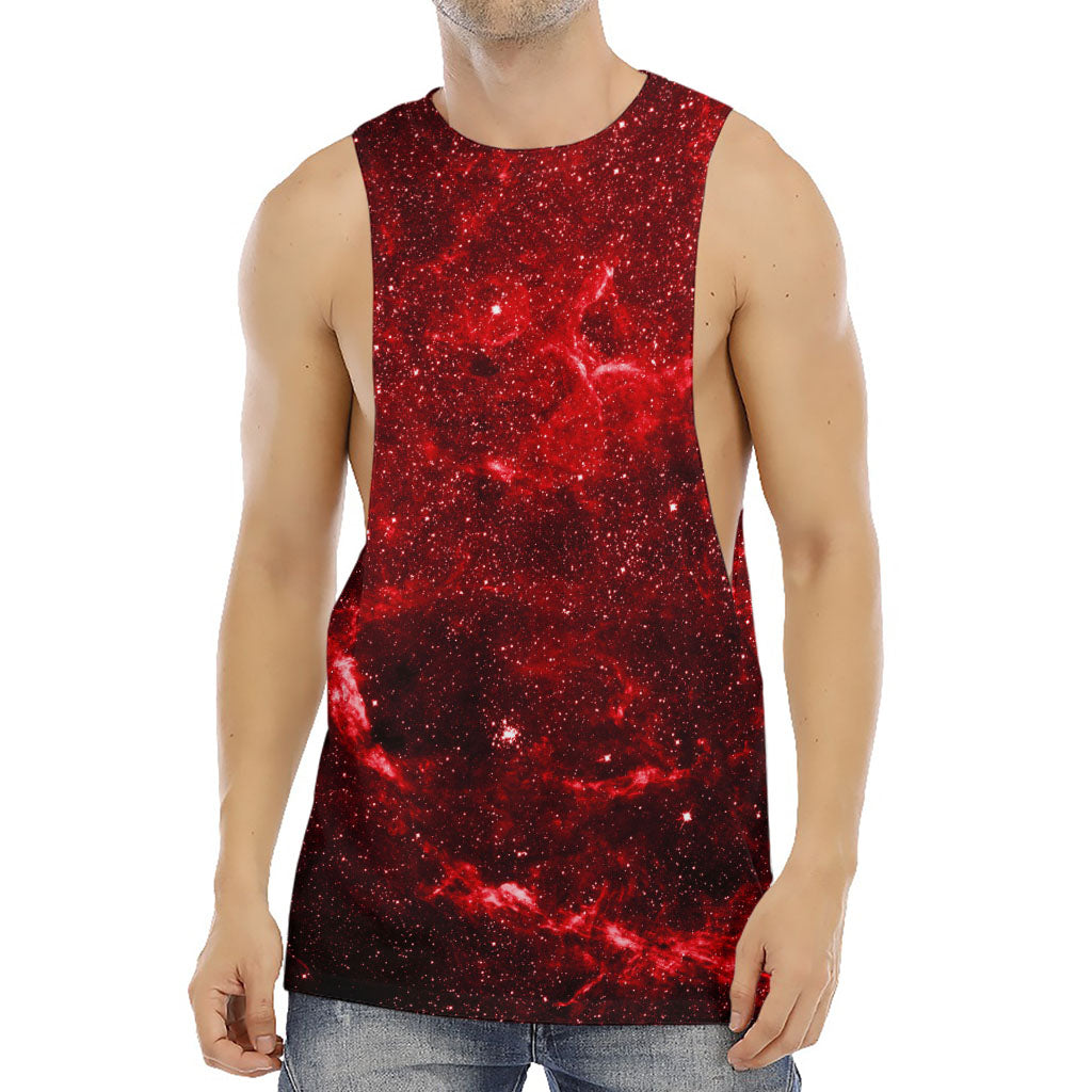 Red Stardust Universe Galaxy Space Print Men's Muscle Tank Top