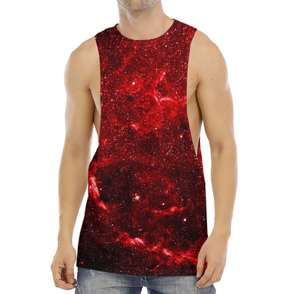 Red Stardust Universe Galaxy Space Print Men's Muscle Tank Top