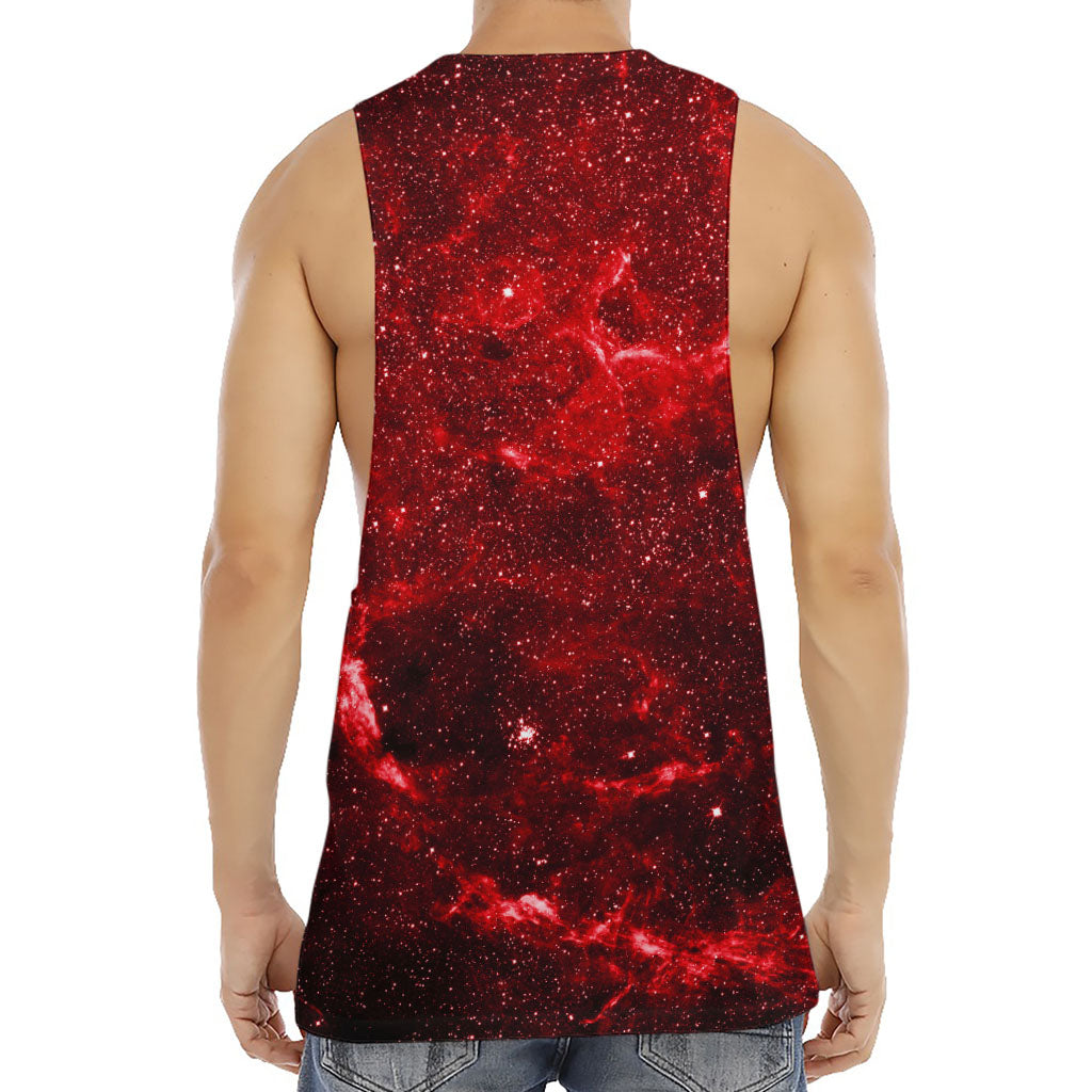 Red Stardust Universe Galaxy Space Print Men's Muscle Tank Top