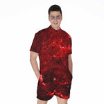 Red Stardust Universe Galaxy Space Print Men's Rompers