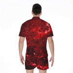 Red Stardust Universe Galaxy Space Print Men's Rompers