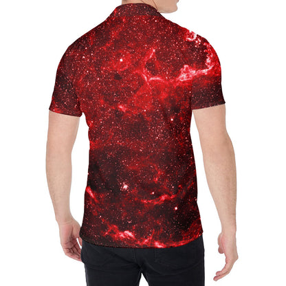 Red Stardust Universe Galaxy Space Print Men's Shirt