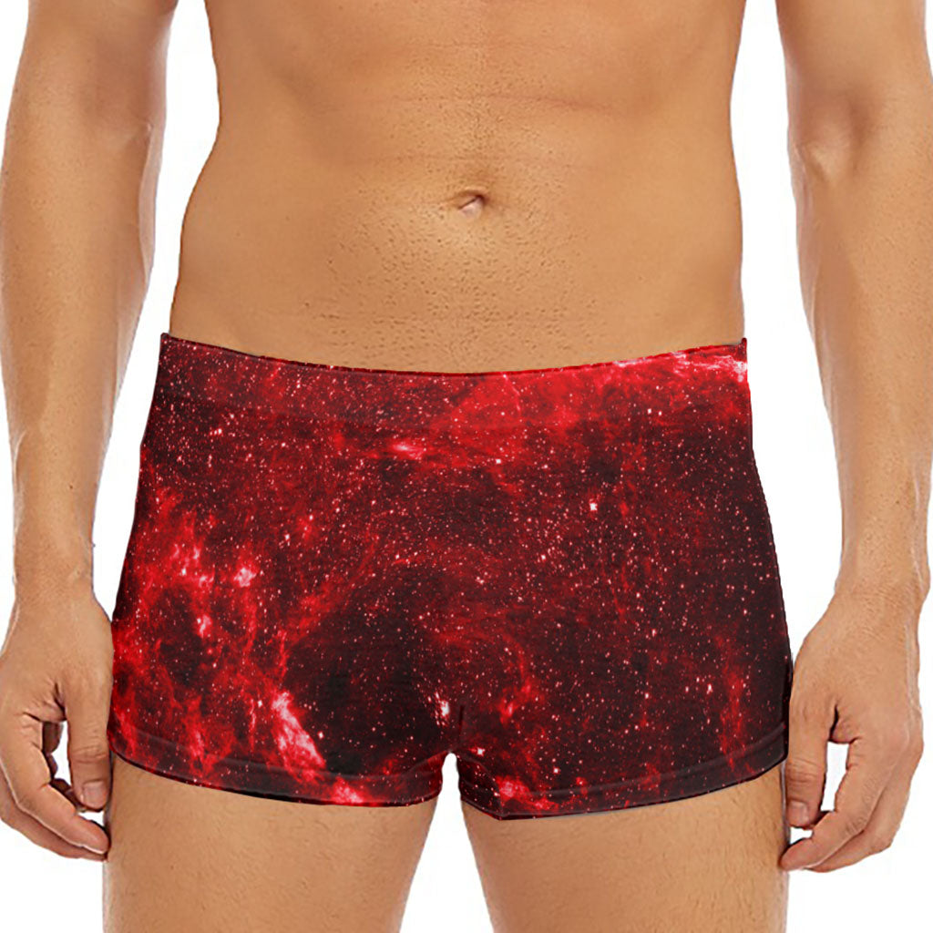 Red Stardust Universe Galaxy Space Print Men's Short Boxer Briefs