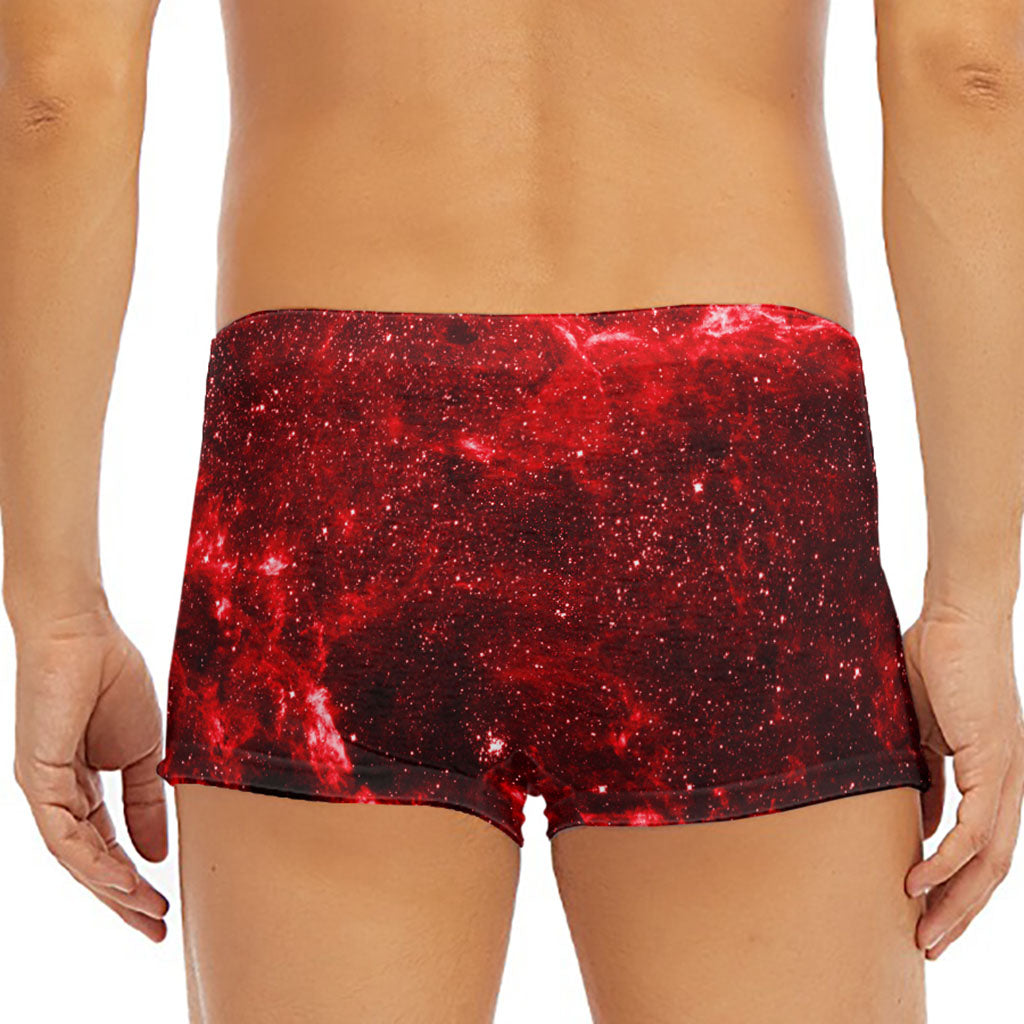Red Stardust Universe Galaxy Space Print Men's Short Boxer Briefs
