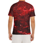 Red Stardust Universe Galaxy Space Print Men's Short Sleeve Rash Guard
