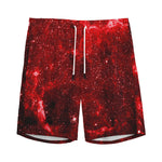 Red Stardust Universe Galaxy Space Print Men's Sports Shorts