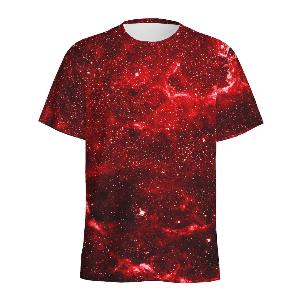 Red Stardust Universe Galaxy Space Print Men's Sports T-Shirt