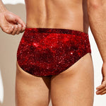 Red Stardust Universe Galaxy Space Print Men's Swim Briefs