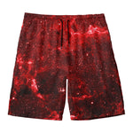 Red Stardust Universe Galaxy Space Print Men's Swim Trunks