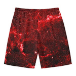 Red Stardust Universe Galaxy Space Print Men's Swim Trunks