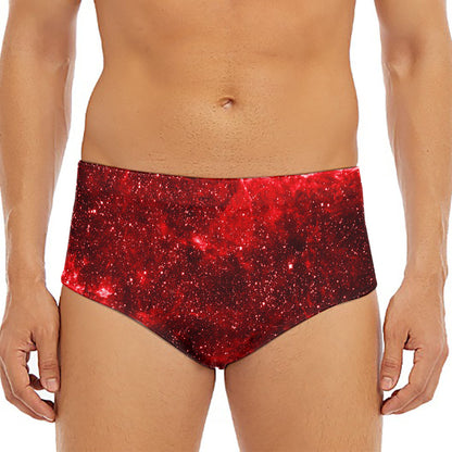 Red Stardust Universe Galaxy Space Print Men's Triangle Swim Briefs