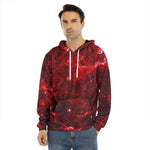 Red Stardust Universe Galaxy Space Print Men's Velvet Pullover Hoodie