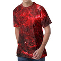 Red Stardust Universe Galaxy Space Print Men's Velvet T-Shirt