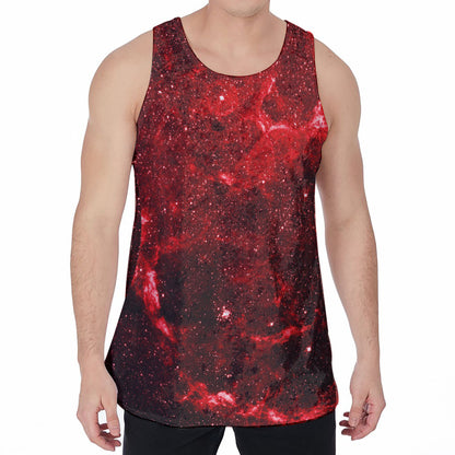 Red Stardust Universe Galaxy Space Print Men's Velvet Tank Top