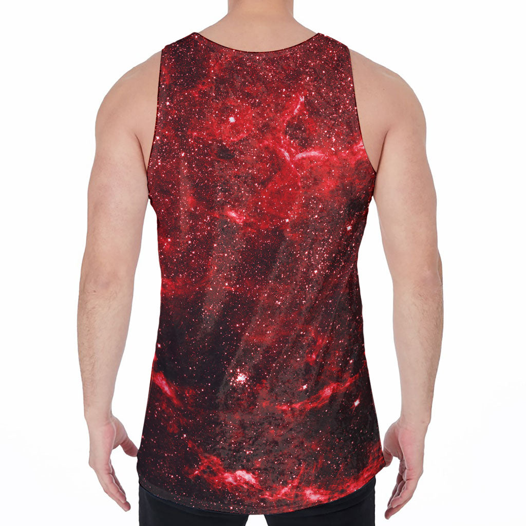 Red Stardust Universe Galaxy Space Print Men's Velvet Tank Top