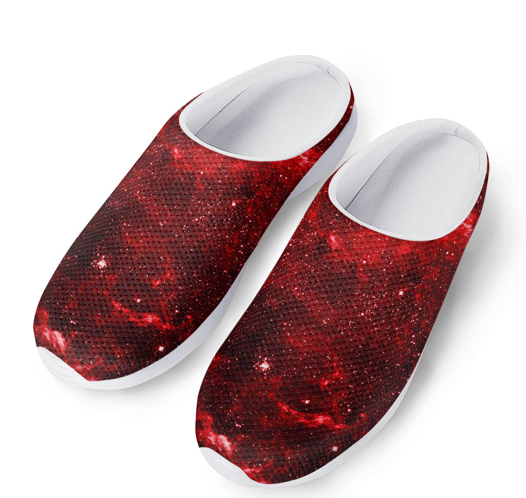 Red Stardust Universe Galaxy Space Print Mesh Casual Shoes