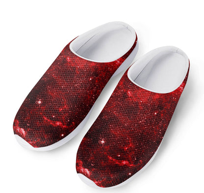 Red Stardust Universe Galaxy Space Print Mesh Casual Shoes