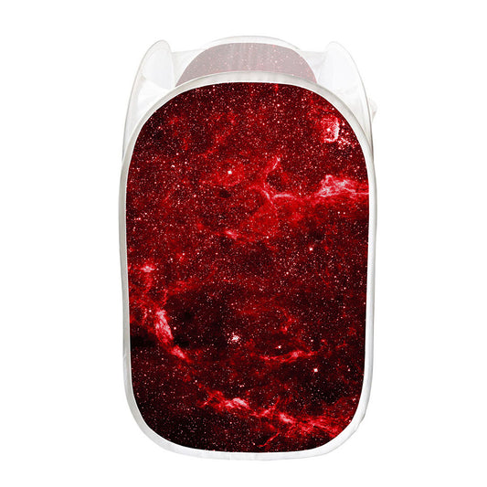 Red Stardust Universe Galaxy Space Print Mesh Laundry Hamper