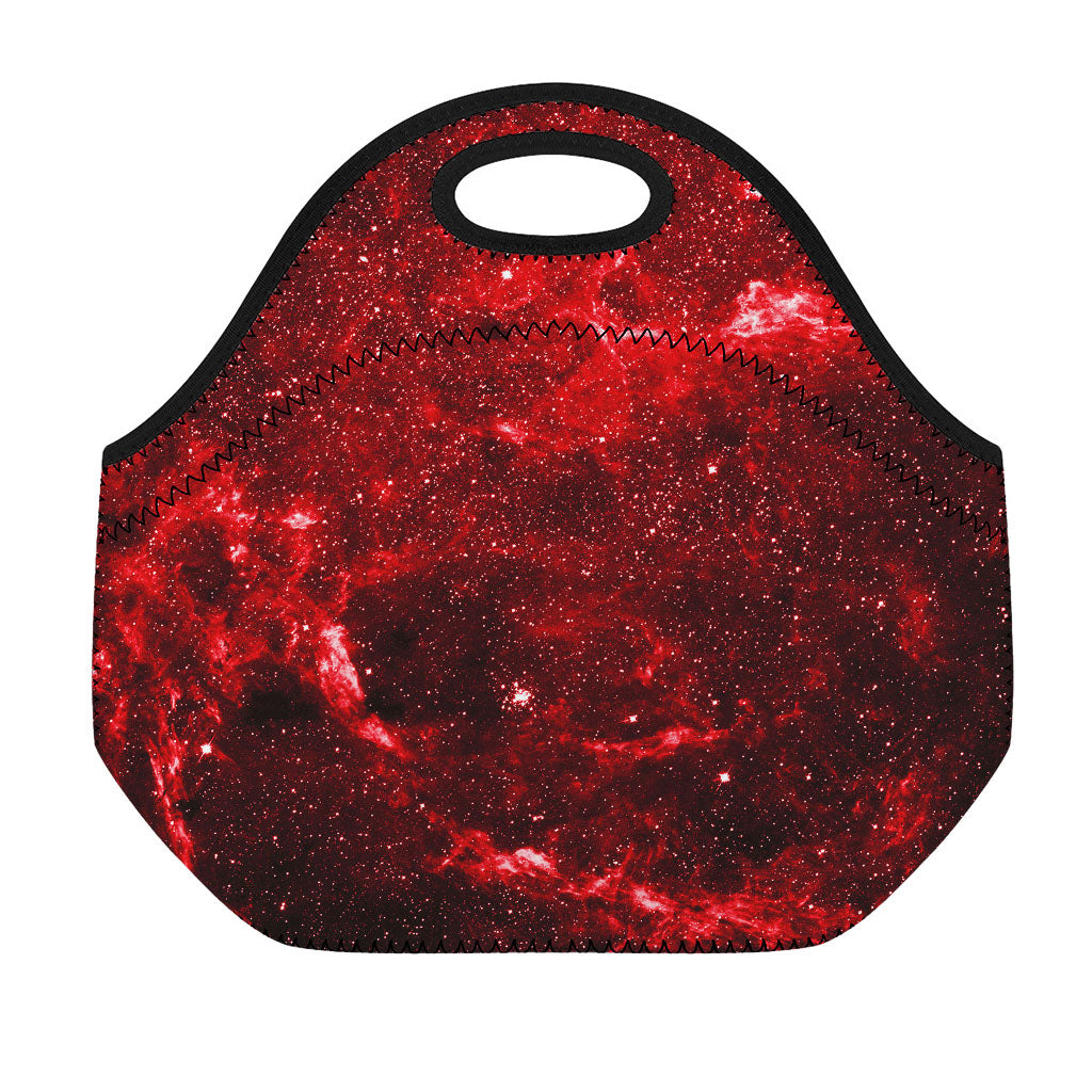 Red Stardust Universe Galaxy Space Print Neoprene Lunch Bag