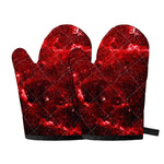 Red Stardust Universe Galaxy Space Print Oven Mitts