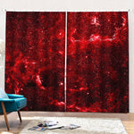 Red Stardust Universe Galaxy Space Print Pencil Pleat Curtains