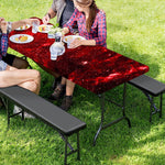 Red Stardust Universe Galaxy Space Print Picnic Table Cover